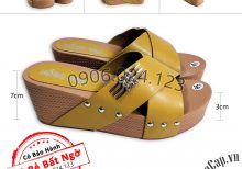 KhoNCC - Giày Dép Nữ Đế Xuồng Cao 7 phân, Rẻ Bền Đẹp Cực Thời Trang Cho Chị Em - NMH-2C9D-VA (Vàng Đậm)