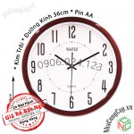 Đồng Hồ Treo Tường Kim Trôi Mặt Tròn Nền Trắng Đường Kính Cỡ 36cm - NDHQL-HD38 (Khung Nền Trắng)